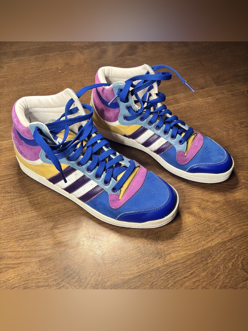 Men’s Size 10.5 Adidas Originals Top Ten Hi Purple Blue Beige Sneakers 058219